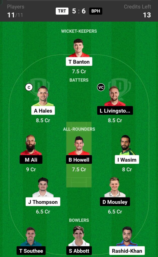 TRT vs BPH Dream11 Prediction