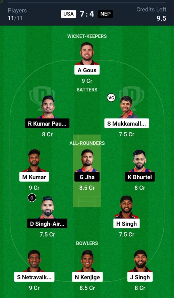 USA vs NEP Dream11 Prediction