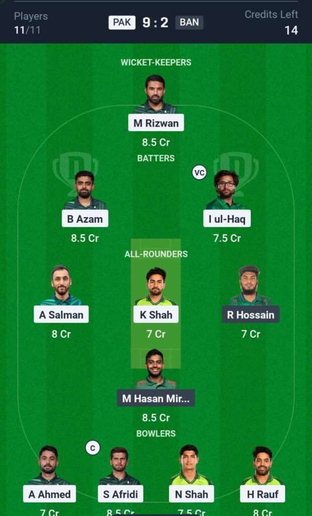 PAK vs BAN ODI Dream11 Prediction