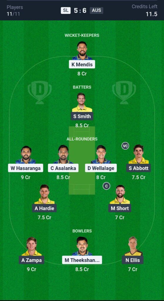 SL vs AUS 2nd ODI Dream11 Prediction