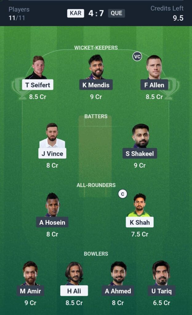 KAR vs QUE T20 Dream11 Prediction