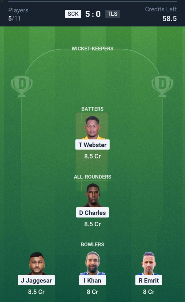 SCK vs TLS T10 Dream11 Prediction