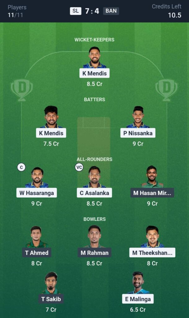 SL vs BAN ODI Today Dream11 Prediction