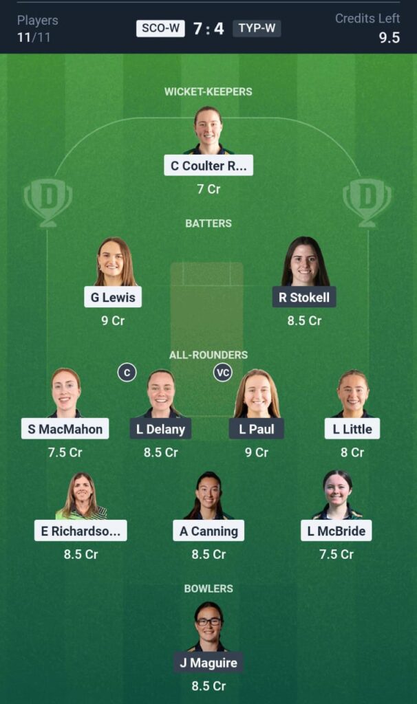 SCO-W vs TYP-W T20 Today Dream11 Prediction