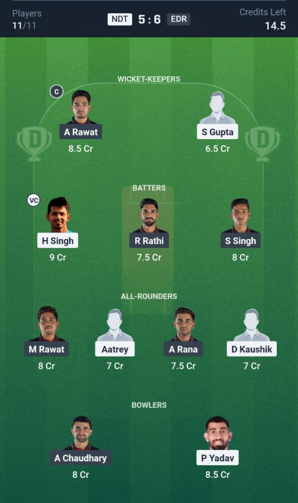 NDT vs EDR T20 Today Dream11 Prediction