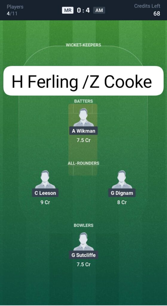 MR vs AM T20 Dream11 Prediction