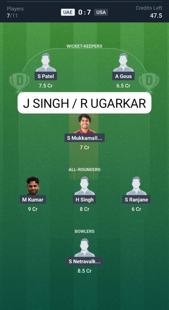 UAE vs USA ODI Dream11 Prediction