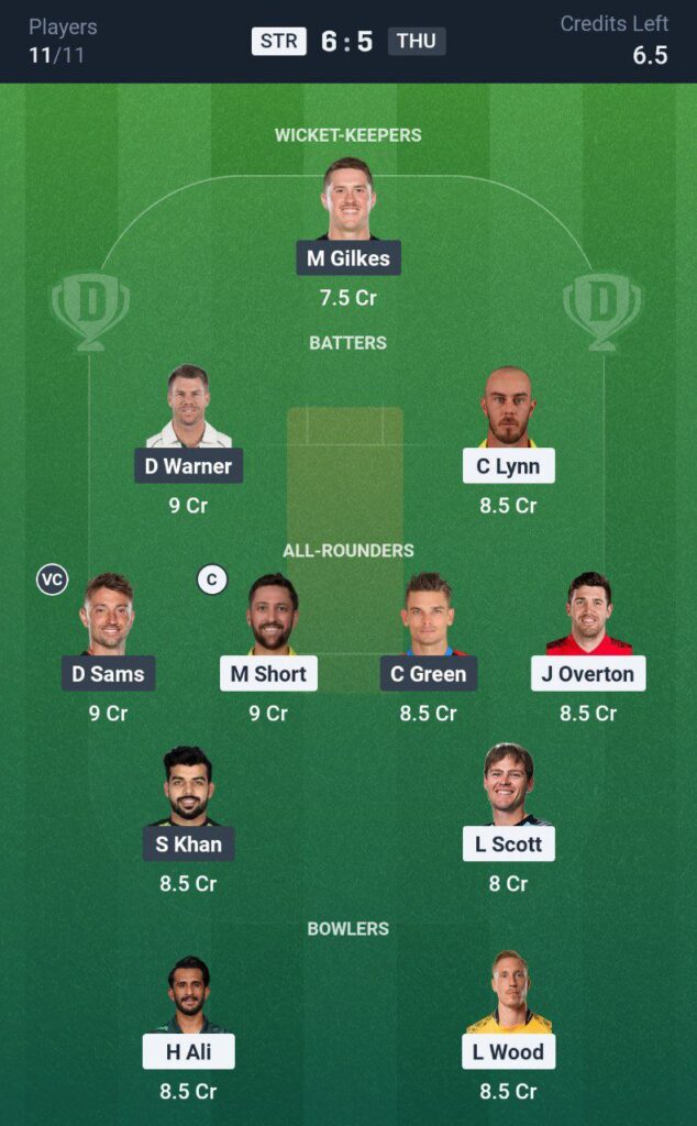 STR vs THU BBL20 Dream11 Prediction