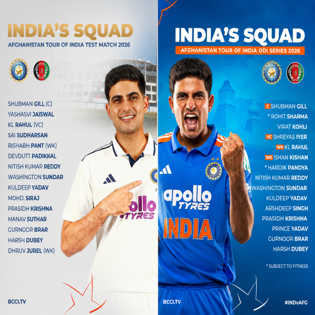 India ODI & Test Squad Against Afganistan