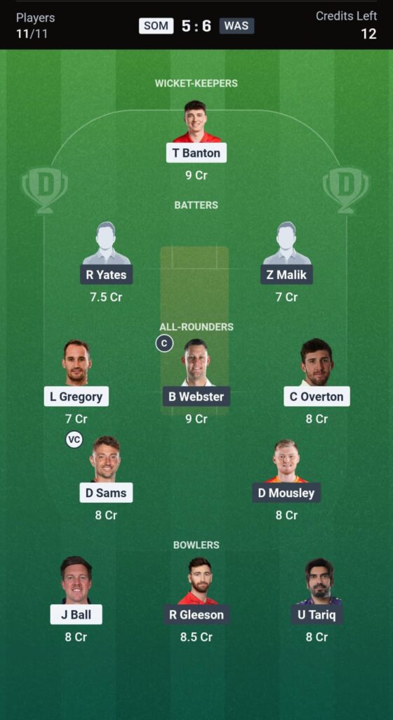 Somerset vs Warwickshire Dream11 Prediction