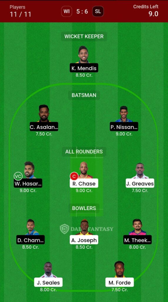 WI vs SL Dream11 Prediction Today