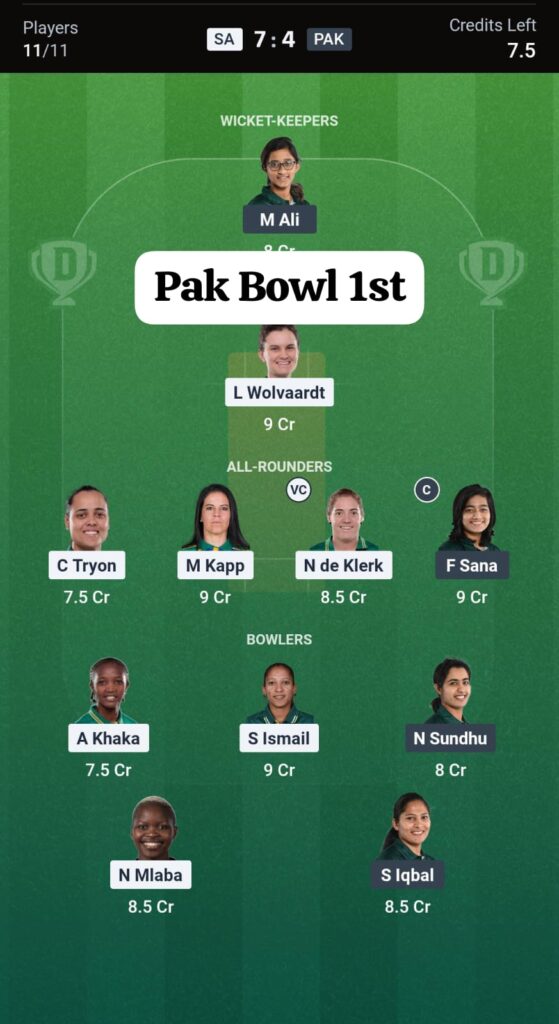 SAw vs PAKw Dream11 Prediction Today