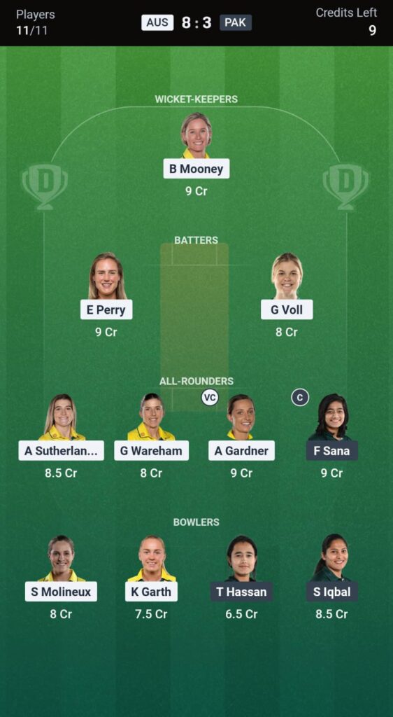 AUSw vs PAKw Dream11 Prediction Today