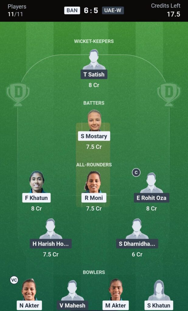 BANw vs UAEw Dream11 Prediction Today